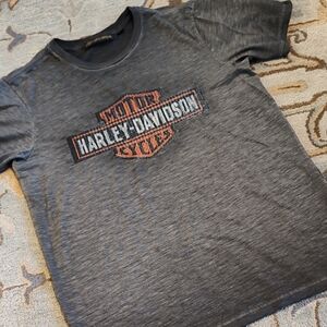 Harley-Davidson Gray Short-Sleeve Kids Tee with Orange Accent Logo